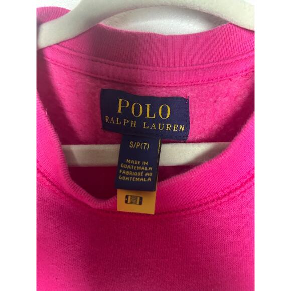 Polo Ralph Lauren Girls Small Pink Bear Sweatshirt Dress Polo Player Logo Casual - Picture 3 of 5